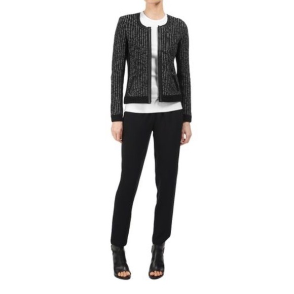 Rag & Bone Paula Knit Jacket Black Leather Trim - Picture 5 of 16